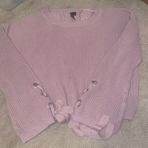 Mauve Pink Sweater with lace up sleeves